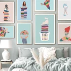 Картина на холсте с изображением цветов, книги, девушки, кофе, пастельных цветов