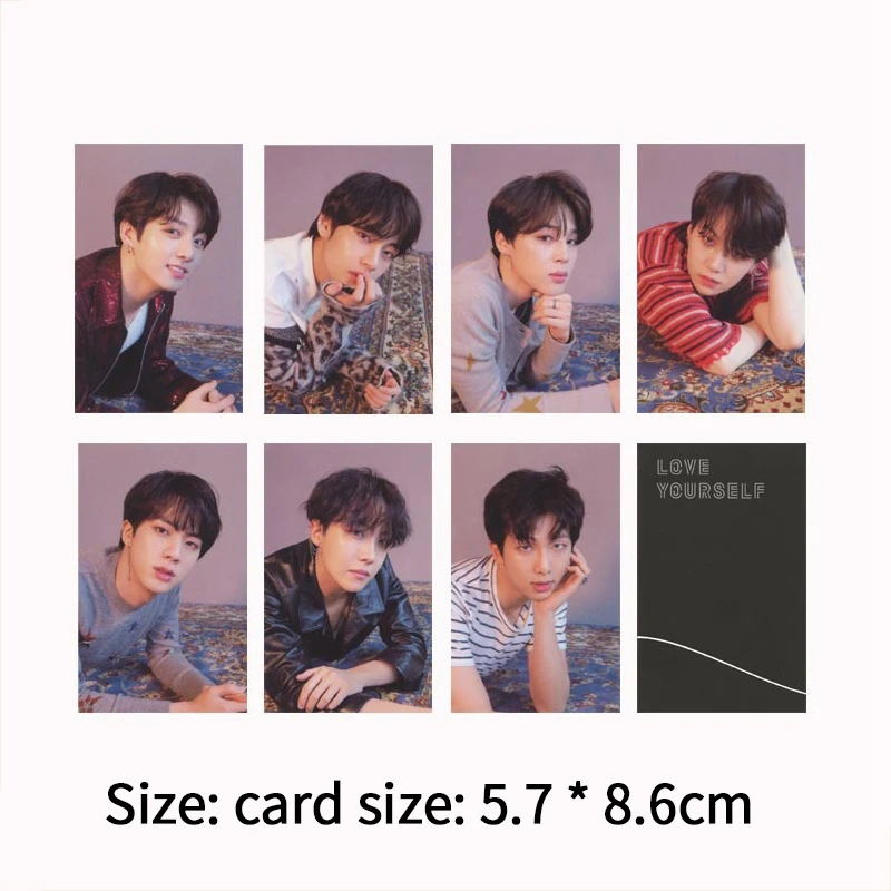 

8pcs/set Korean Kpop Card Bangtan Boys Collection Photocard Self-Made Lomo Cards Signatures Print Album Photocard for Fans Gift