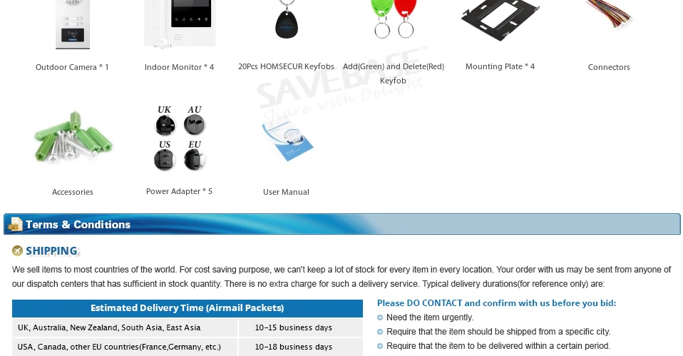 HOMSECUR 4 провода 4," мульти Квартира видео домофон комплект RFID Разблокировка+ немой монитор для дома/плоский 530C/XC011-4