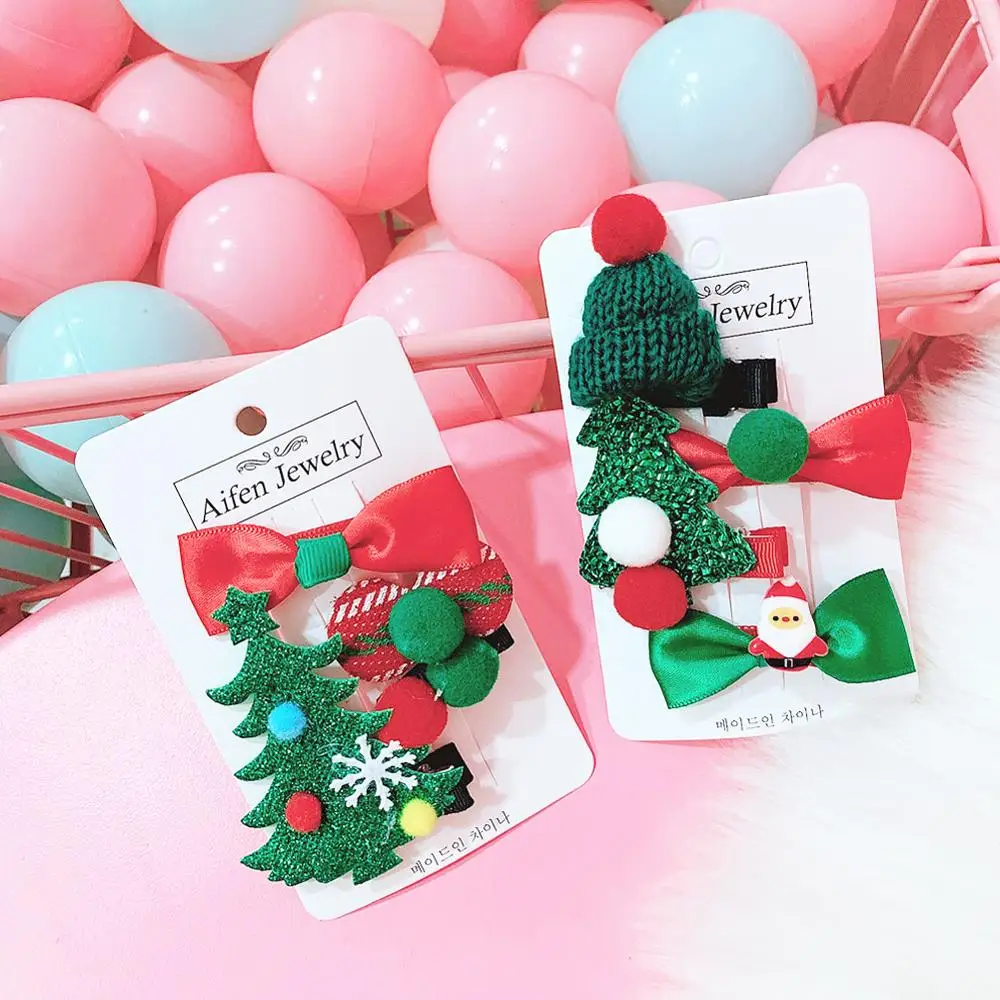 Милый Рождественский Набор заколки для волос конфеты Санта-Клаус заколка