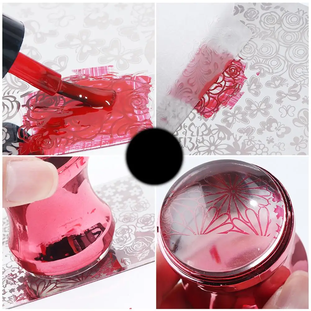 

Silicone Nail Stamper Scraper Cap Metallic Handle Nail Art Stamp For Stamping Polish Template Print Manicure Image Plate Tool