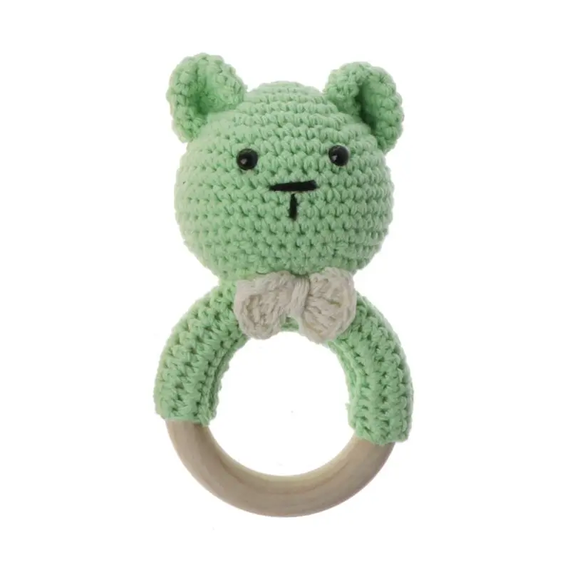 

Nursing Baby Teether Natural Wooden Teething Ring Hand Weave Organic Rattle Toys