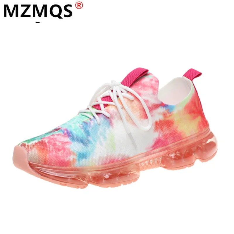 

2021 Spring New Color Matching Women Casual Sneakers Fashion Outdoor Comfortable Mesh Breathable Lace-Up Women Vulcanized Shoes