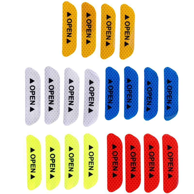 

4Pcs/Set DIY Car OPEN Reflective Tape Warning Mark Reflective Open Notice Bicycle Accessories Exterior Car Door Stickers