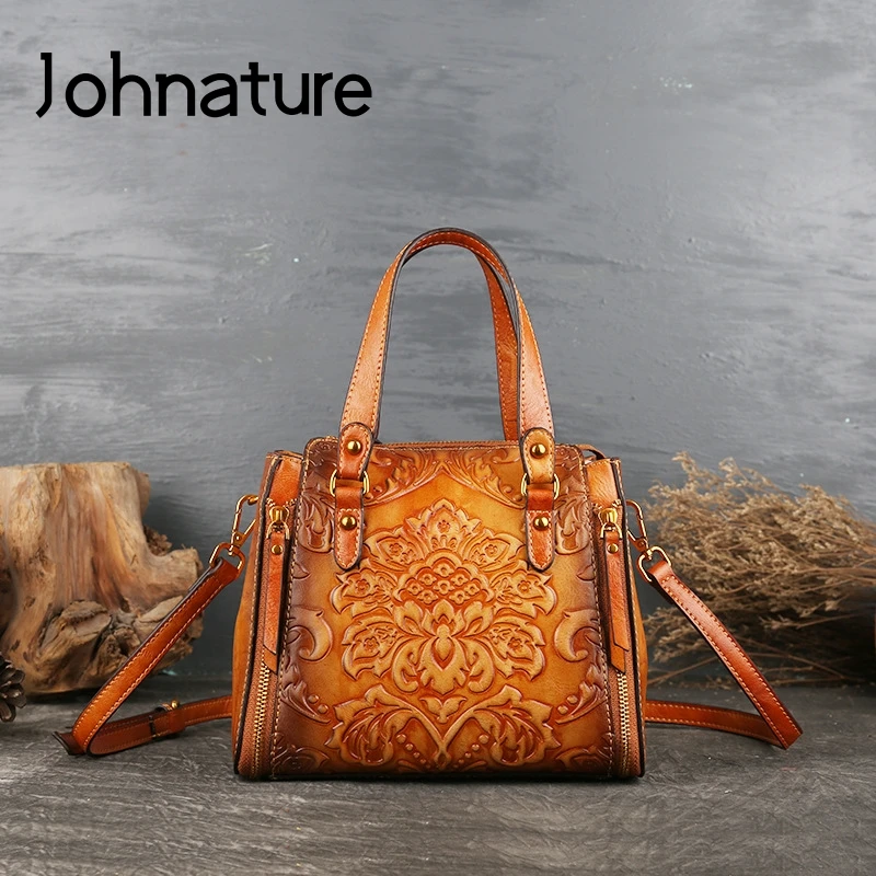 Женская сумка из искусственной кожи Johnature винтажная однотонная Сумка тоут ручной