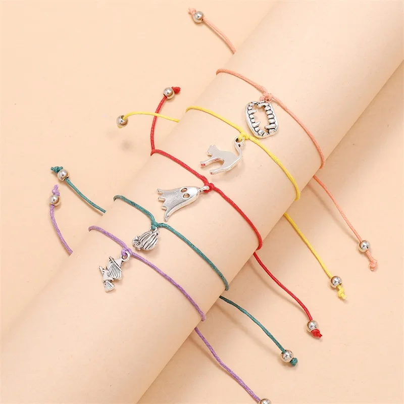 5 шт./компл. креативный женский набор браслетов с тыквой ведьмой клыками кошкой