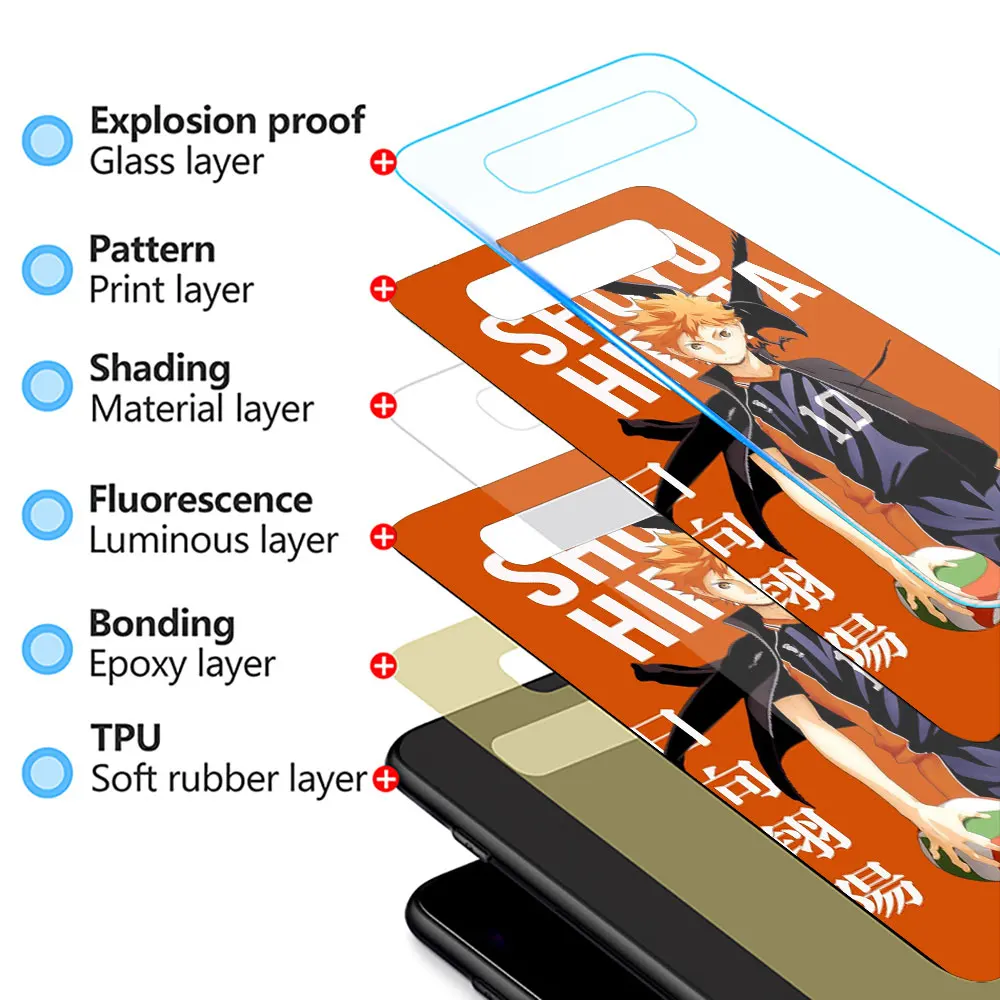 

Glass Case For Samsung Galaxy S10 S20 FE S8 S9 Plus S10e Note 8 9 10 Lite 20 Ultra Casos Phone Cover Hot Haikyuu Hinata Anime