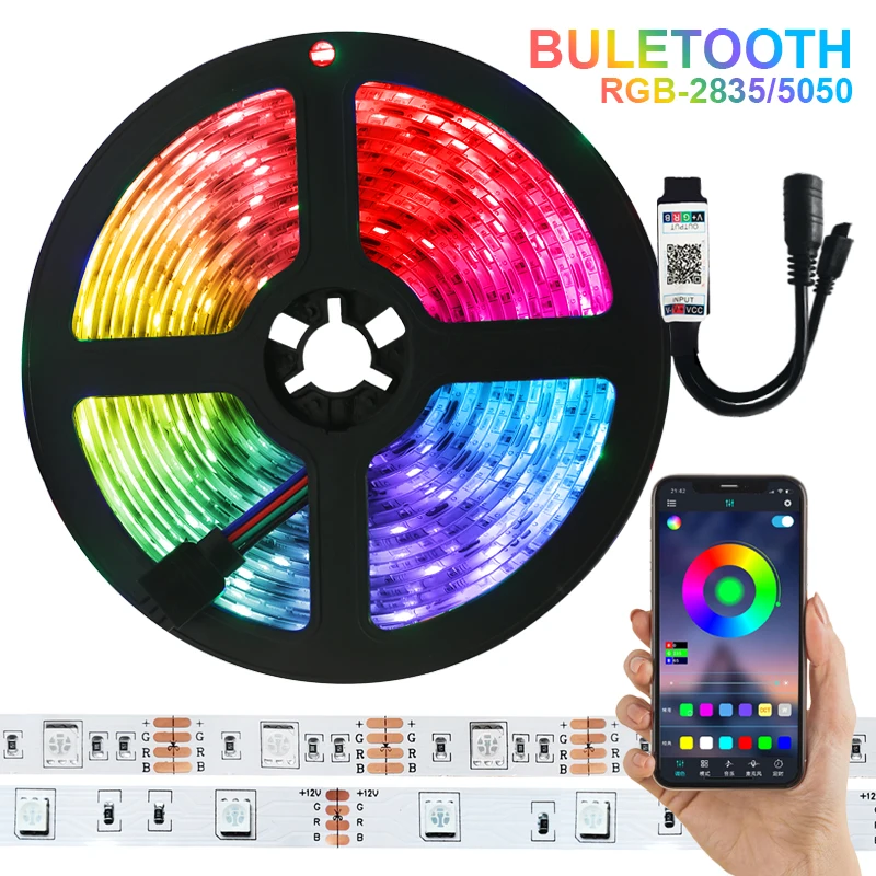 Цветная (RGB) 5050 SMD 2835 Водонепроницаемый Wi Fi гибкая лампа лента DiodeBluetooth Iuces DC12V 5 10 м 15
