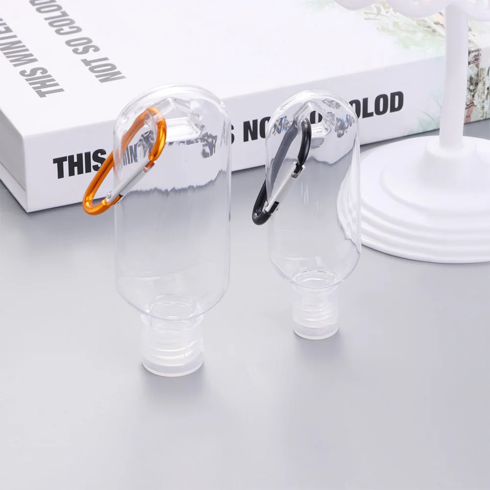 

30/60ml Refillable Bottle Plastic Carabiner Hook Bottle With Container Travel Bottle Container Random Colors