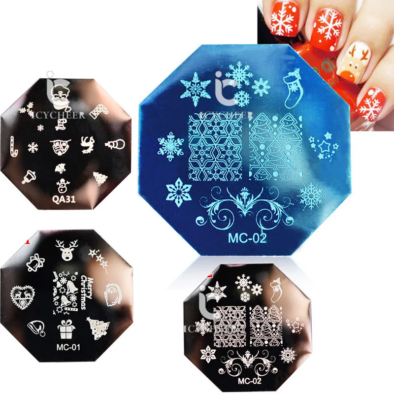 ICYCHEER 3D Рождественские стили наклейки для ногтей зимние рождественские 1 лист