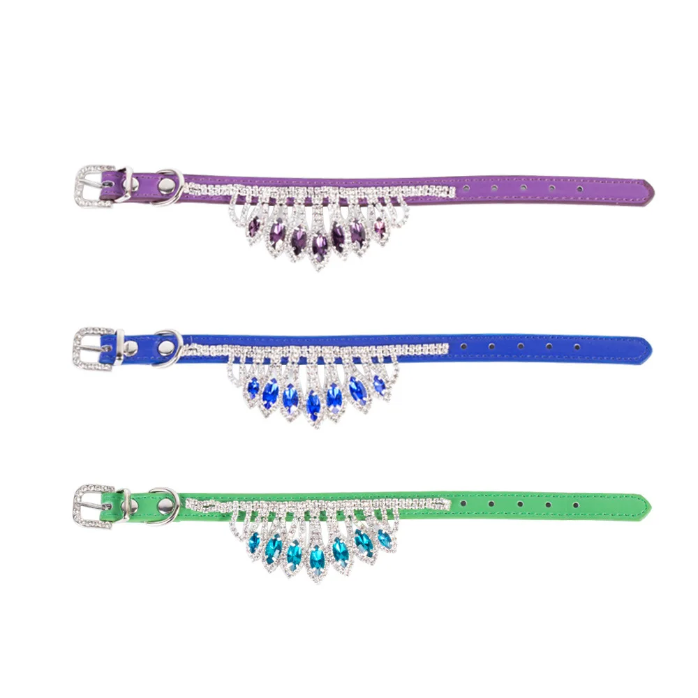 Модное ожерелье Стразы с кристаллами для собак элегантное блестящее свадебное