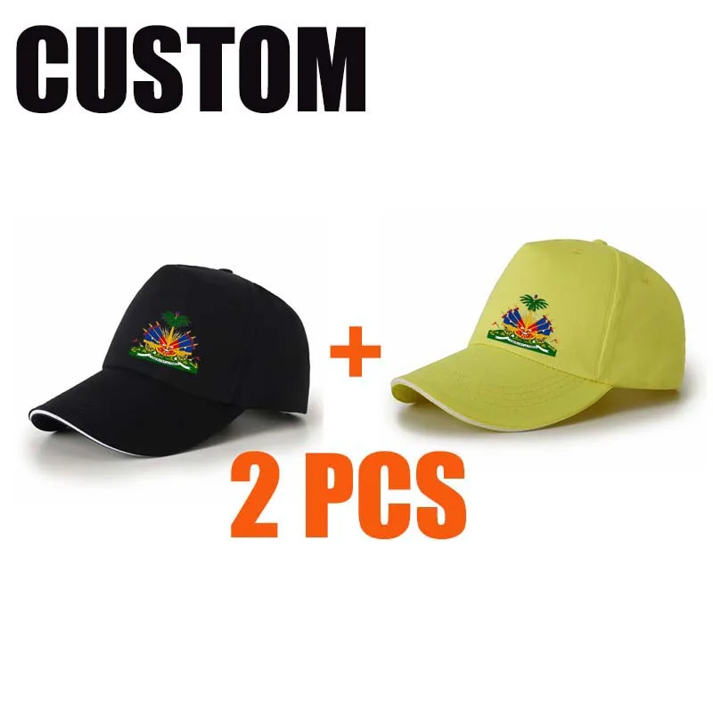 Бейсболка мужская черная с логотипом на заказ кепка надписью и фото страны Гаити