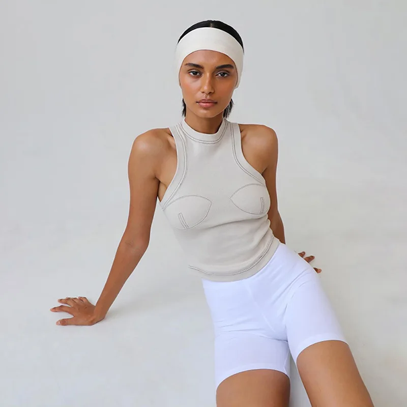 MONMOIRA 2019 новинка круглый вырез обтягивающие эластичные Жилет Топы Для женщин Хай