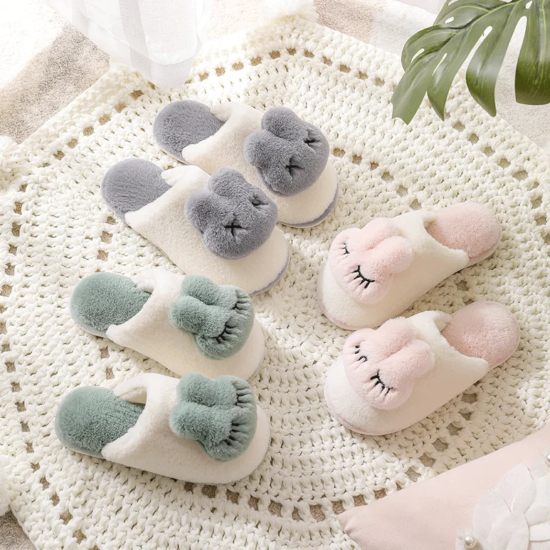 Шлепанцы tzтаблице кролик женские домашние мягкие тапочки из хлопка теплые для