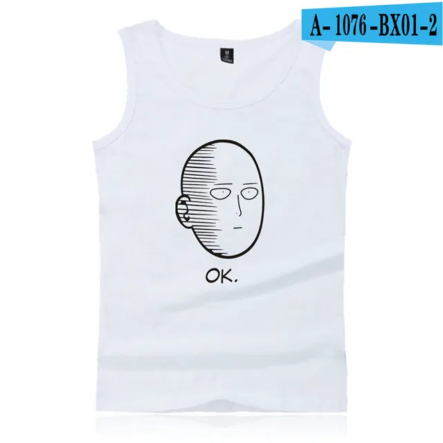 white One Punch Man Hero Saitama Oppai топы для фитнеса размера плюс, Летний жилет для бодибилдинга, рубашка без рукавов, хлопковая майка для спортзала, мужская майка - Цвет: white