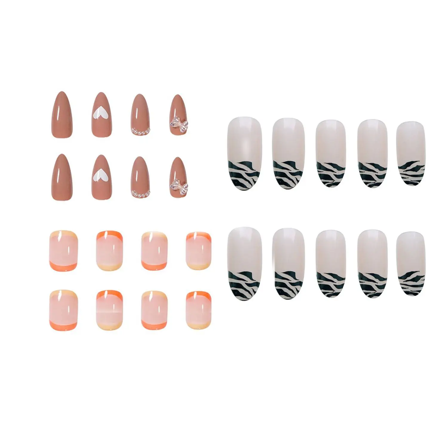 

3 коробки, женские модные искусственные съемные накладные ногти с полным покрытием, накладные ногти миндаля, носимые накладные ногти