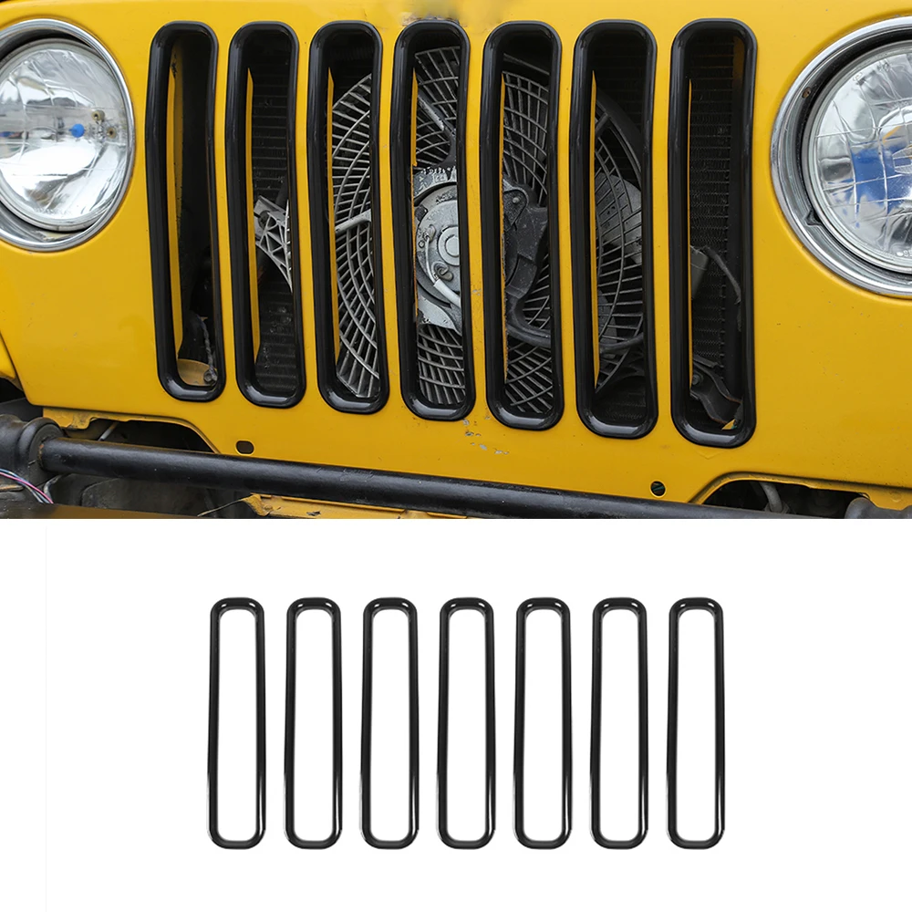 

Украшение для передней части автомобиля, кольцевая Крышка для Jeep Wrangler TJ 1997-2004 2005 2006, внешний аксессуар для автомобиля, черный Стайлинг из АБС-пластика