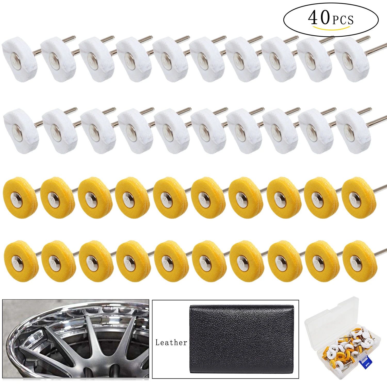 

Muslin Polishing Buffing Wheel Buffs Set Fits Dremel Rotary Tools 2.35/3mm Shank 40 Pieces