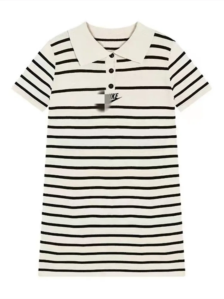 

New striped lapel knitted dress strawberry dress white dress dress for women undefined plus size dress women dress