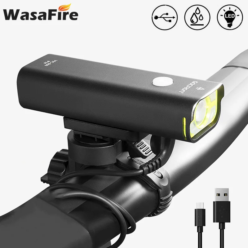 

Bicycle Headlight 800 Lumen USB Rechargeable Bike Handlebar Front Light Waterproof Cycling Flashlight Built-in 2500mAh Battery