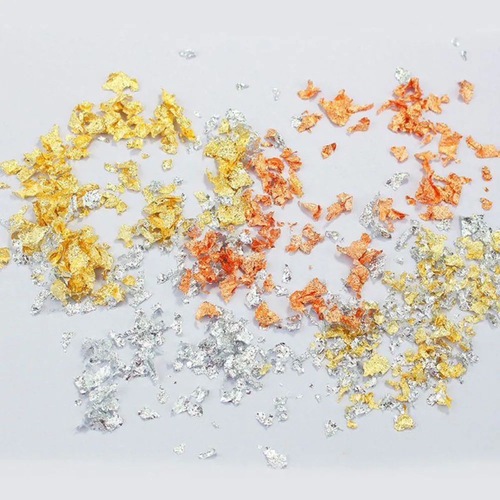 

3g/Bottle Gold Leaf Flakes Gold Foil Fragments for Painting Gilding Arts Crystal glue Crafts Nail Decorations