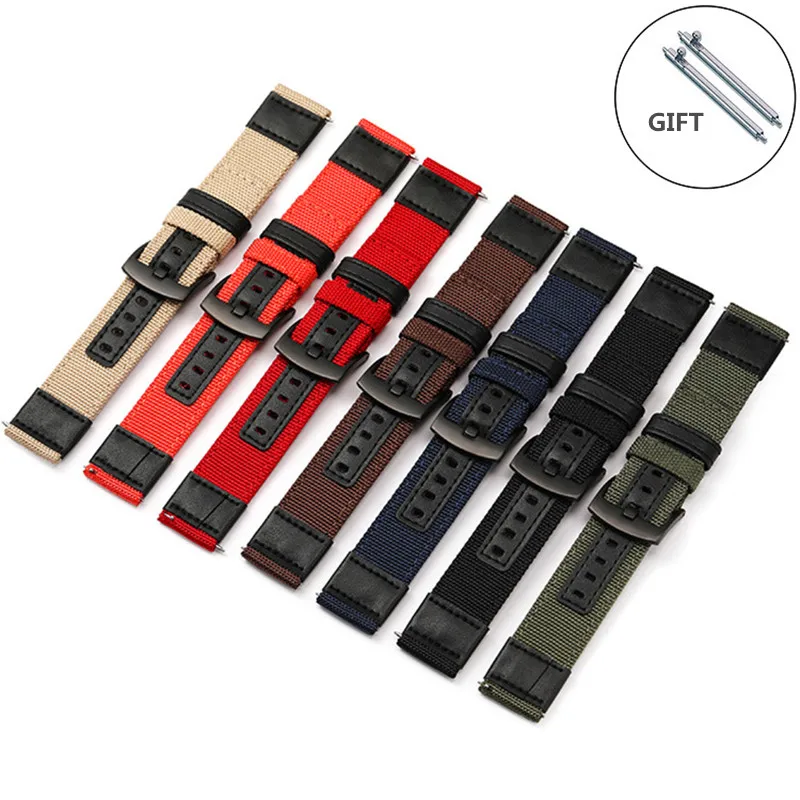 

Quick Fit 20mm 22mm Canvas Nylon Straps For Samsung Galaxy Watch3 for Amazfit GTS 2e Watchband High Quality