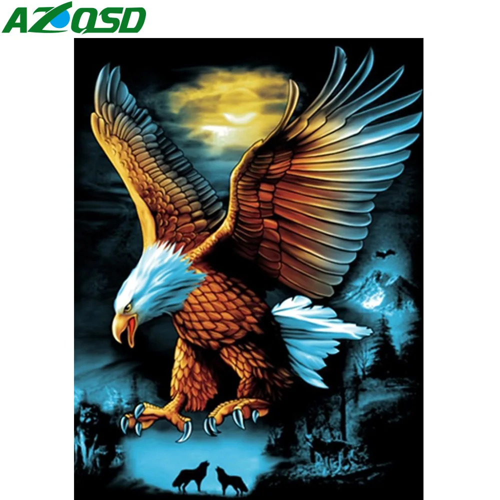 

Набор для рукоделия AZQSD 5D, картина с изображением орла, алмазная вышивка, животное, квадратная Картинка из страз подарок ручной работы