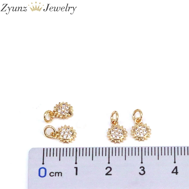 

20PCS, Shiny Gold Sun Pendant, Flower Charms, Cubic Zirconia Flower Charms, CZ Micro Pave Flower Pendant