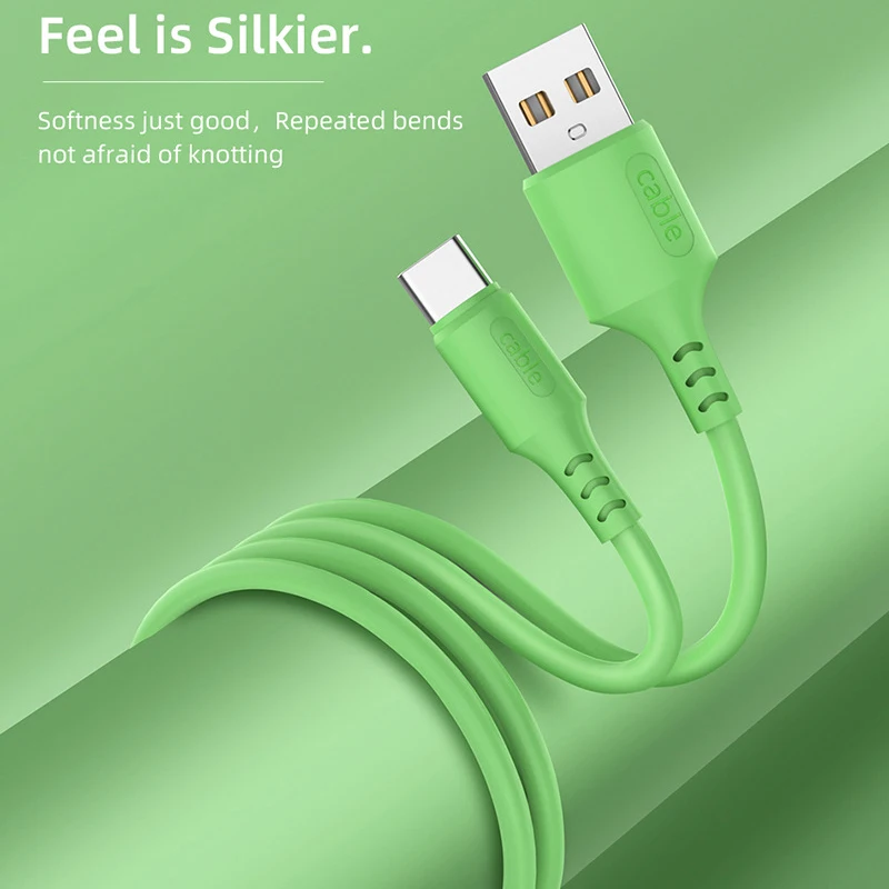 Микро-USB кабель 3A жидкий кремниевый USB-кабель для быстрой зарядки и передачи