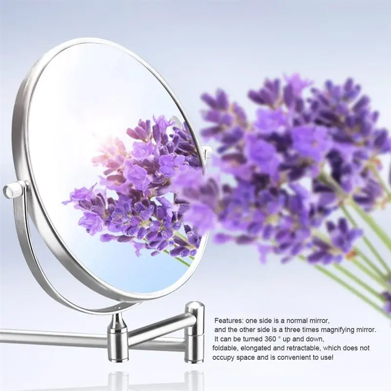 Настенное зеркало для макияжа двухстороннее складное косметическое ванной