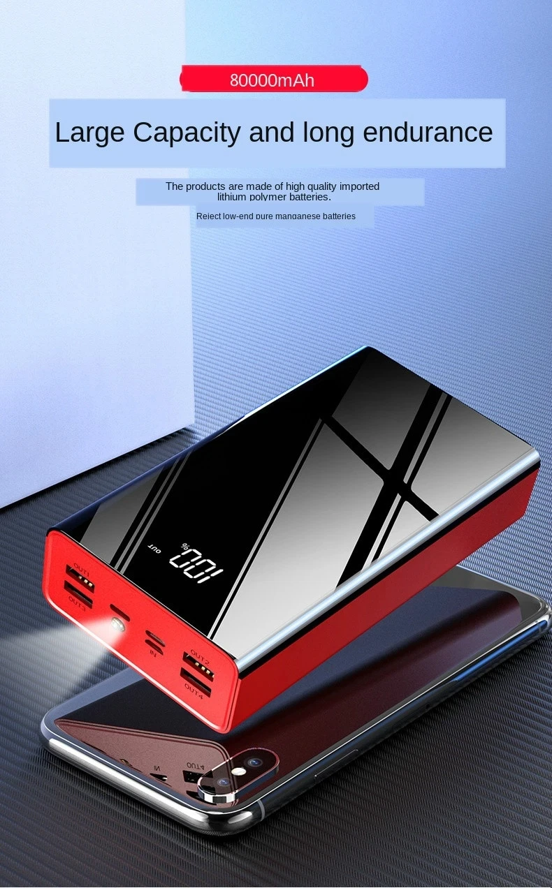100000mAh Power Bank Large Capacity LCD PowerBank External Battery USB Portable Mobile Phone Charger for Samsung Xiaomi Iphone | Аксессуары