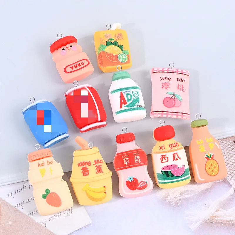 

10 шт. Мультяшные банки для напитков, бутылочка, подвески из смолы, изготовление ювелирных изделий своими руками, шпилька, серьги, поделки, си...