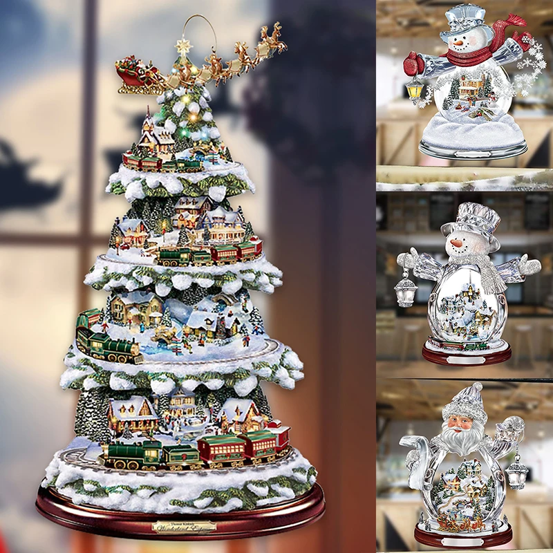 

Christmas Crystal Tree Santa Claus Snowman Window Sticker for New Year Navidad Natal Ornaments Christmas Decorations