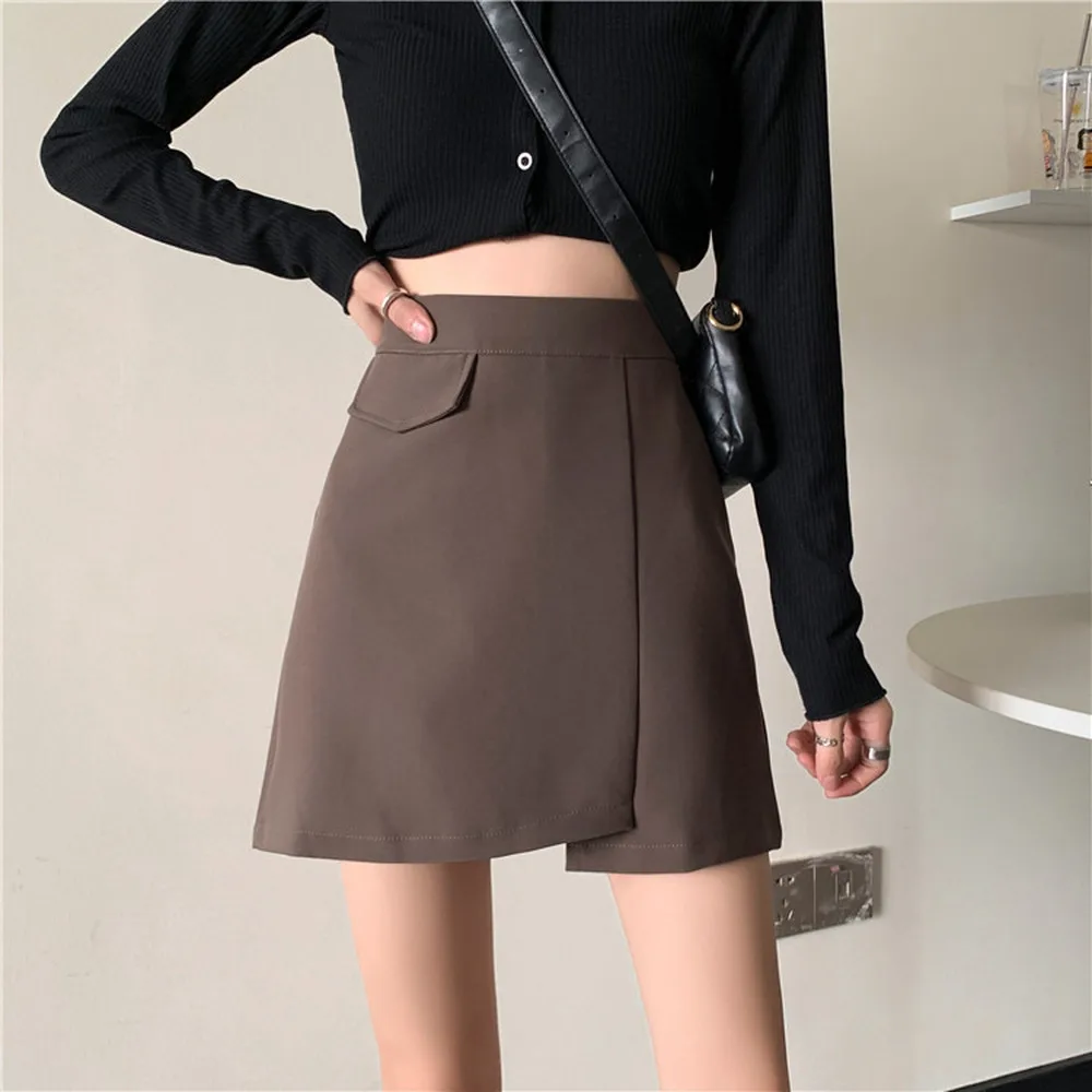 

2020 Vintage Fashion Suit Skirt Women Plain High Street Leisure Kpop All-match Korean Style Slim A Line Skirts Ladies New