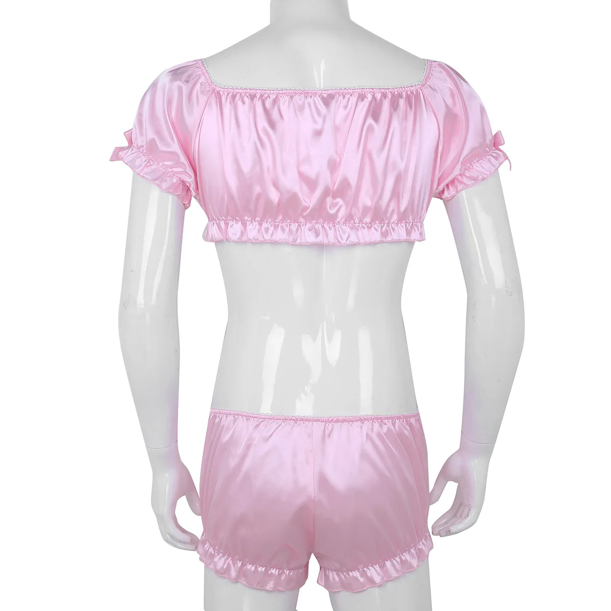 Мужское нижнее белье мягкий Шелковый укороченный топ с оборками трусы боксеры