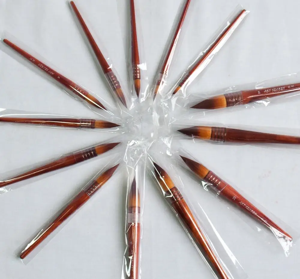 Watercolor Brush Set - Acrylic Brush 40RT Yellow Round Head Soft Fur for Painting image 4