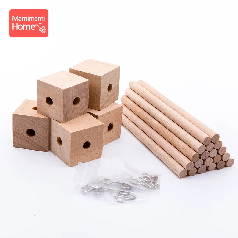 10-Piece Wooden Baby Mobile Hanger Set - Natural Wood Crib Mobile Holder Frame DIY Baby Mobile Bell image 3