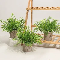 simulation bonsai green leaf fake flower desktop decoration pulp potted plant for home garden greening ornament