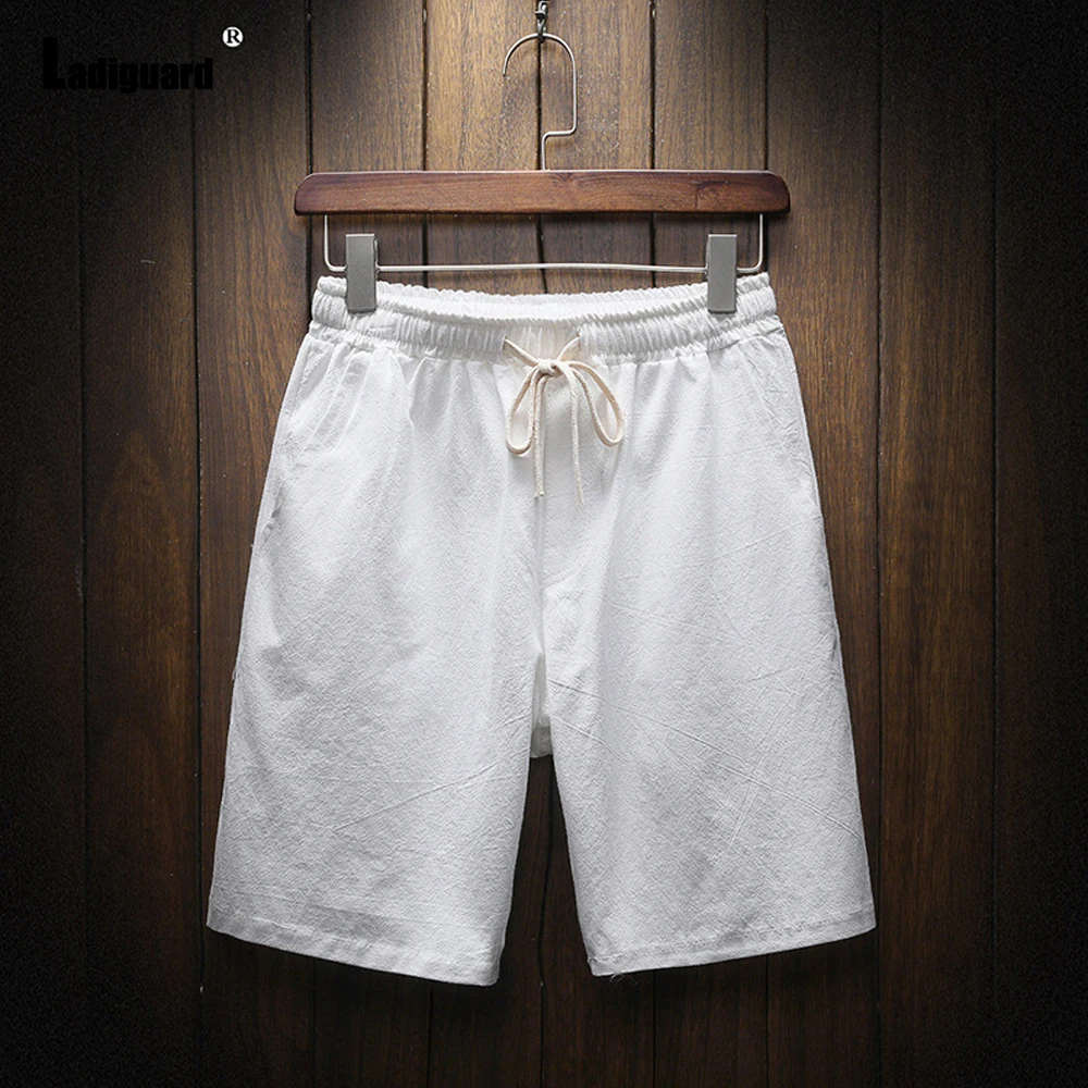 Plus SIze 4xl 5xl Men Cotton Linen Shorts Latest Summer Beach Shorts Male Casual Drawstring Short Pants Sexy Mens Clothing 2021