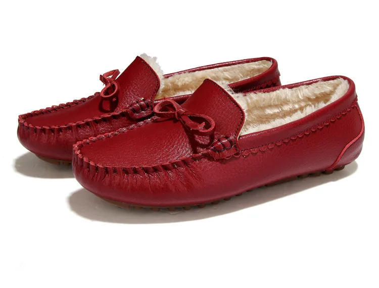 

Plus Size 35-40 Women Flats New Fashion Genuine Leather boots Woman Soft Outsole Single plus cashmere Shoes Women Shoes