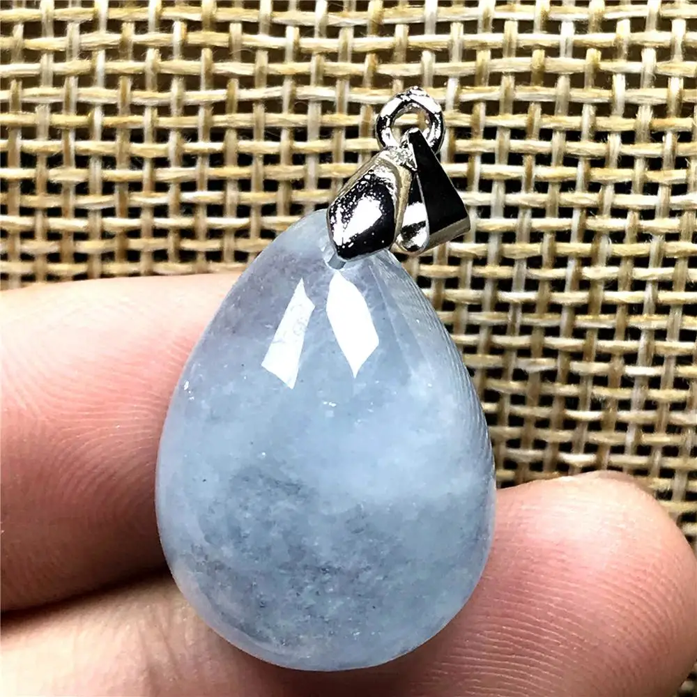 

Natural Blue Aquamarine Pendant For Woman Man Clear Crystal Silver 20x15x10mm Beads Water Drop Stone Rare Luck Jewelry AAAAA