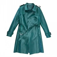 autumn winter womens sheepskin leather jacket fashion long coat street double breasted 2020 new slim overcoat oversize outwear