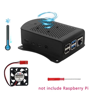 Чехол для Raspberry Pi 4 из алюминиевого сплава, футляр с подвесным кронштейном, поддержка вентилятора охлаждения, отвертка для Raspberry Pi 4, Модель B