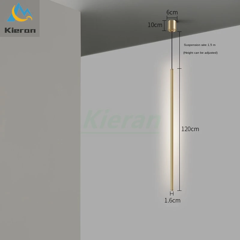 

Golden Lamp Body Nordic Modern Minimalist Long-line LED Pendant Lights Bedroom Study Pendant Lamps Living Room Decor Chandelier