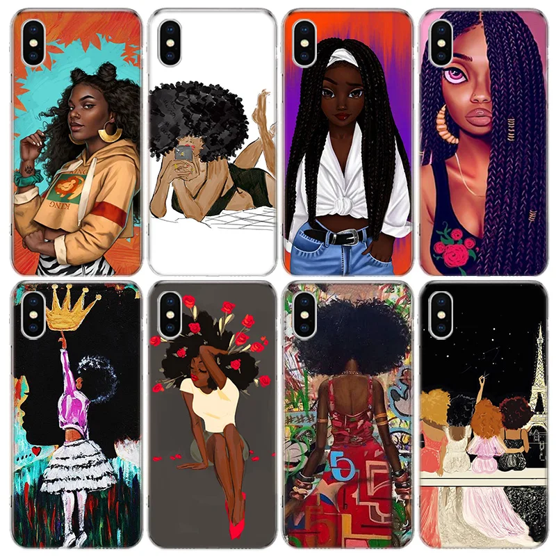 

2bunz Melanin Poppin Aba Black Gir Phone Case For Apple Iphone 13 Pro Max 11 12 Mini SE 2020 X XS XR 8 7 Plus 6 6S 5 5S Cover Sh