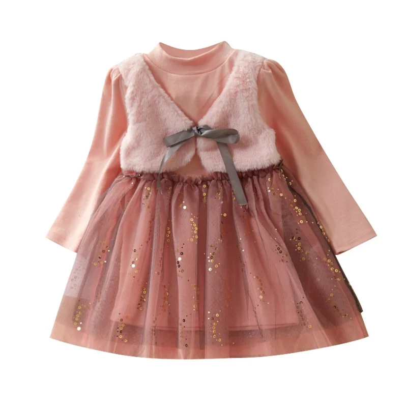 Детское платье с длинным рукавом милое Сетчатое принцессы | Детская одежда и