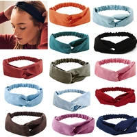 1pcs new style ladies candy solid color elastic headband bohemian fashion suede thickened sports sweat absorbent headwear