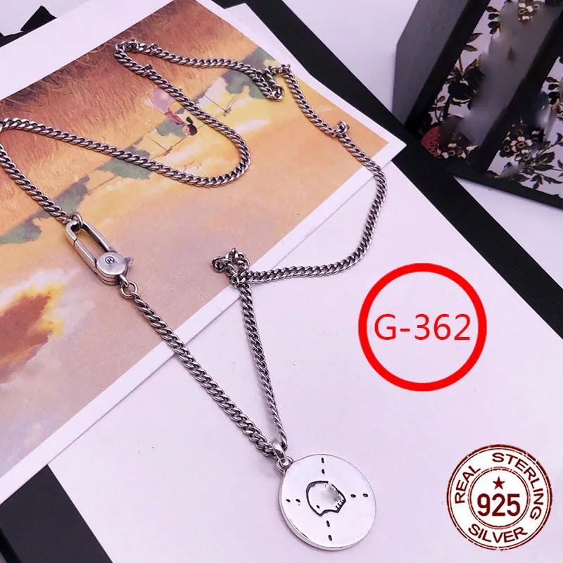 

G362 S925 Sterling Silver Necklace New Brand Couple Square Bird Letter Personality Fashion Style Simple Style Gift Hot Sale