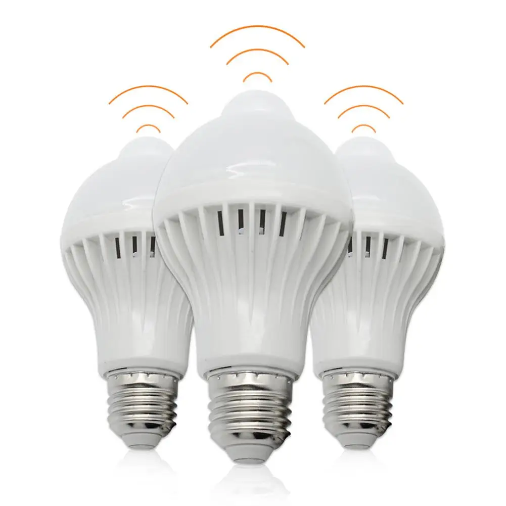 

E27 Motion Sensor Light Bulb PIR Motion Activated LED Bulb 85-265V 5W 7W 9W White Light IP44 for Stair Corridor Warehouse