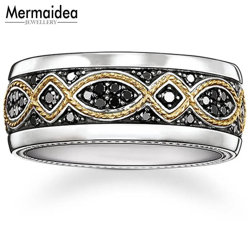 Золотистый шнур черный CZ паве любовь узел кольца Модный китайский кольцо